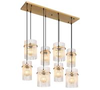 Suspension lampe suspendue plafonnier lampe de salle à manger verre doré 8 lampes