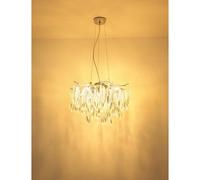 Suspension lampe suspendue plafonnier métal argent cristaux de verre H 120 cm