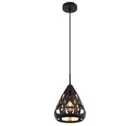 Suspension lampe suspendue plafonnier métal clair décor noir 1 lampe