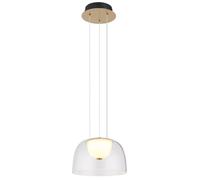 Suspension lampe suspendue plafonnier salon lumière salle à manger lumière, métal verre laiton satiné, 1x LED 10W 665Lm 3000K blanc chaud, H 120 cm