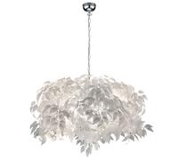 Suspension lampe suspension feuille lumière salle à manger lampe salon chambre lumière feuilles blanches, métal chromé, 4 ampoules E14, H 150 cm