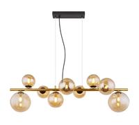 Suspension lampe suspension lampe de table à manger lampe boule 9 flammes verre, ambre noir, 9x G9 LED 3W 80lm 3000K blanc chaud, LxlxH 86,6x36x120 cm