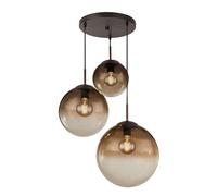 Suspension lampe suspension lampe de table à manger verre 3 flammes boule de verre suspension boule de verre, métal marron, 3x douilles E27, DxH 51x120 cm