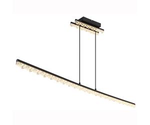 Suspension lampe suspension plafonnier LED cristaux acryliques noirs L 120 cm