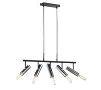Suspension lampe suspension spot bar lumière salle à manger lampe salon, 5 spots flamme mobile, métal noir nickel mat, 5x douilles E27, HxLxP 140x80x17cm