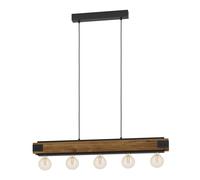 Suspension LAYHAM E27 5X60W en bois et acier marron et noir 960x85x1100mm