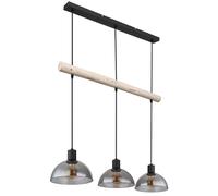 Suspension LED 3 flammes Lampe à suspendre table à manger bois verre lampe de salon réglable, métal, 3x E27 filament LED blanc chaud, LxlxH 80x20x120 cm