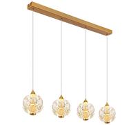 Suspension LED à 4 ampoules, réglable en hauteur, couleur or, H 150 cm