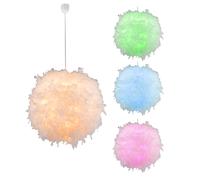 Suspension LED à intensité variable avec télécommande Lampe LED à ressort Lampe de chambre à coucher Salon, textile blanc plumes, 8,5W 806m blanc chaud, DxH 60x130 cm