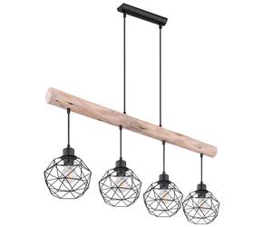 Suspension LED à intensité variable Plafonnier Salle à manger Lampe de salon Poutre en bois, Rustique Vintage Rétro, 4x 4W 4x 280lm blanc chaud, LxlxH 85x18x120 cm