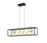 Suspension LED à intensité variable Suspension réglable en hauteur Lampe de salle à manger Télécommande, CCT, noir or, 42W 5100Lm blanc chaud froid, LxlxH 90x20x150 cm
