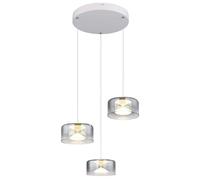 Suspension LED, applique, plafonnier, métal, verre, couleur fumée, H 150 cm