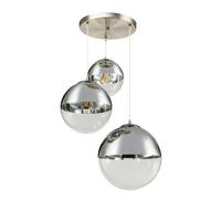 Suspension LED boules de verre suspension lampe boule lampe de salle à manger suspension, nickel chrome mat clair, 3x 7W 806Lm blanc chaud, DxH 51x120 cm