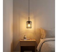 Suspension LED Cuisine fumé noir métal verre H 120 cm