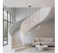 Suspension LED de Plafond “Anette” 6 Lumières 54W - Lumière Chaude 2800K - Style Araignée Moderne - Design Minimaliste Noir et