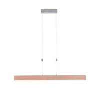 Suspension LED décor bois lampe suspendue table à manger variateur tactile, aspect bois mémoire CCT, acier marron argent, 1x LED 30W 1600Lm 2700-5000K, HxLxP 160x110x5cm