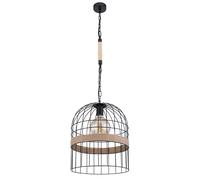 Suspension LED dimmable avec télécommande suspension en corde de chanvre salon, changement de couleur RVB, aspect grille métallique, noir marron, 8,5W 806lm blanc chaud, DxH 35x140 cm