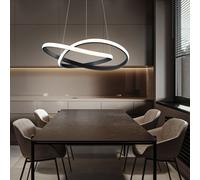 Suspension LED dimmable via interrupteur mural plafonnier de salon noir 60 cm, réglable en hauteur, 1x 27W 2850lm 4000K, H 150 cm