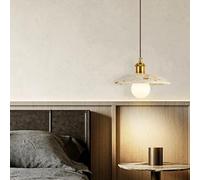 Suspension LED en Pierre terrazzo pour Couloir, Salon, Chambre d'enfant, décoration intérieure, Lampe Suspendue en Bois Marron (25 cm)