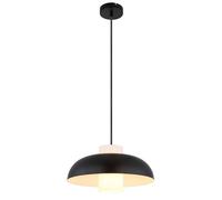 Suspension LED en verre Suspension noire Lampe de salle à manger suspendue, métal opalin,1x E27 LED blanc chaud, DxH 38x120 cm