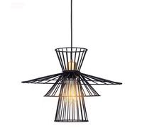 Suspension LED Grille Lampe de table à manger noire Plafonnier rétro suspendu Cage, fil métallique, 7W 806lm blanc chaud, DxH 45x150 cm