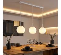 Globo Lampe Suspendue LED 3 Luminaires Blanc Boule en Verre Plafond