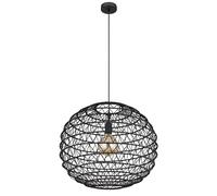 Suspension LED Lampe à suspendre Plafonnier Lampe de salle à manger Lampe de cuisine Lampe de salon, métal noir papier, 1x 7W 806lm blanc chaud, DxH 59 x 120 cm