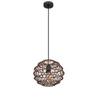 Suspension LED Lampe à suspendre Plafonnier Lampe de salon Lampe de salle à manger Lampe de cuisine, métal papier noir brun foncé, 1x 7W 630Lm blanc chaud, H 120 cm