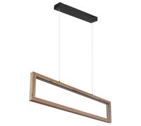 Suspension LED Lampe à suspendre Plafonnier Métal noir imitation bois H 120 cm
