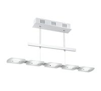 Suspension LED lampe de cuisine suspension hauteur réglable suspension salle à manger, aluminium acier verre satiné, 5x 4,8W 210Lm blanc chaud, LxPxH 89x10x110 cm