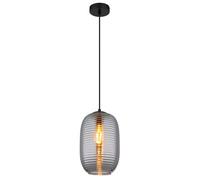 Suspension LED, lampe de salle à manger, aspect fumé, métal noir, H 120 cm