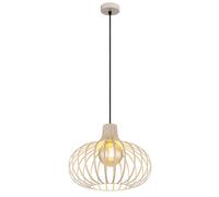 Suspension LED, lampe de salle à manger, design grillagé, métal beige, H 150 cm