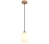 Suspension LED, lampe de salle à manger, hauteur réglable, bois et verre, Ø 15 cm