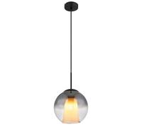 Suspension LED, lampe de salle à manger, noire, verre fumé, H 120 cm