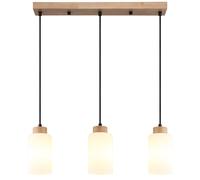 Suspension LED Lampe de salon à 3 ampoules Marron Bois Verre H 120 cm