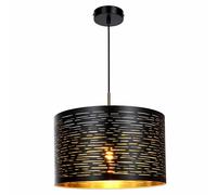 Suspension LED Lampe de salon Lampe à suspendre noire et or, découpes décoratives, métal plastique, 7W 806Lm blanc chaud, DxH 38x120 cm