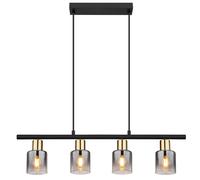 Suspension LED Lampe de salon Lampe à suspendre verre fumé Lampe à suspendre 3 flammes, métal, 4x 6W 700lm blanc chaud, LxlxH 65x8x120 cm