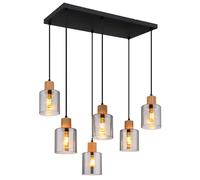 Suspension LED, lampe de suspension, lampe de salle à manger à 6 ampoules, métal noir, H 120 cm