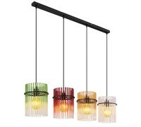 Suspension LED Lampe de table à manger Lampe à suspendre 4 flammes Lampe de salon, verre vert mûre ambre clair, 4x 7W 4x 806lm blanc chaud, LxH 110 x 140 cm