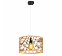 Suspension LED Lampe de table à manger Lampe suspendue Boho Lampe de salon noire Bambou, métal, couleur naturelle, 1x E27 LED blanc chaud, DxH 35x150 cm