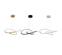 Suspension LED lampe design courbée salon salle à manger lampe moderne, aluminium, LED 20W 2540Lm blanc chaud, DxH 50x100 cm Schwarz