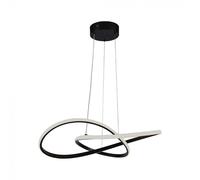Suspension LED lampe design lampe de salle à manger suspension plafonnier courbé, aluminium noir plastique, 20W 2540lm 3000K blanc chaud, H 100 cm