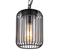 Suspension LED Lampe d'extérieur Lampe de jardin Lampe à suspendre Acier inoxydable, tiges métalliques noires transparentes, E27 filament LED blanc chaud, DxH 16 x 75,5 cm