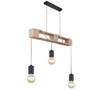 Suspension LED Lampe en bois 3 flammes Lampe de table à manger Palettes Design Lampe à suspendre réglable, métal, noir marron, 3x 7W 630lm blanc chaud, LxlxH 83x10x120 cm