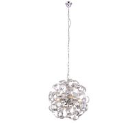 Suspension LED lampe suspendue lampe de table à manger lampe de salon chromée lampe suspendue 4 flammes, métal acrylique, 4x 4W 350lm blanc chaud, DxH 50x125 cm