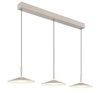 Suspension LED, lampe suspendue, plafonnier, métal couleur sable, 3 lumières, L 95 cm