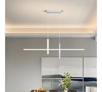 Suspension LED linéaire pour îlot de cuisine, lustre moderne à intensité variable avec télécommande, plafonnier réglable en hauteur, luminaire de salle à manger, chambre à coucher, salon (120 cm, bla