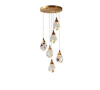 Suspension LED, Lustre Moderne, plafonnier à 5 lumières avec Cristaux, Lampe de Plafond Ronde LED Effet Pluie pour lit, îlot de Cuisine, Cage d'escalier, Style campagnard