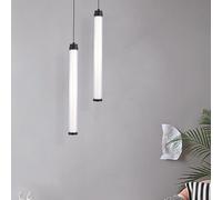 Suspension LED, métal noir, verre blanc, H 139 cm