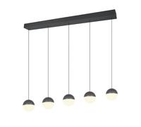 Suspension LED minimaliste noire 114 cm, boules anthracite-blanc, 5W, 3000K